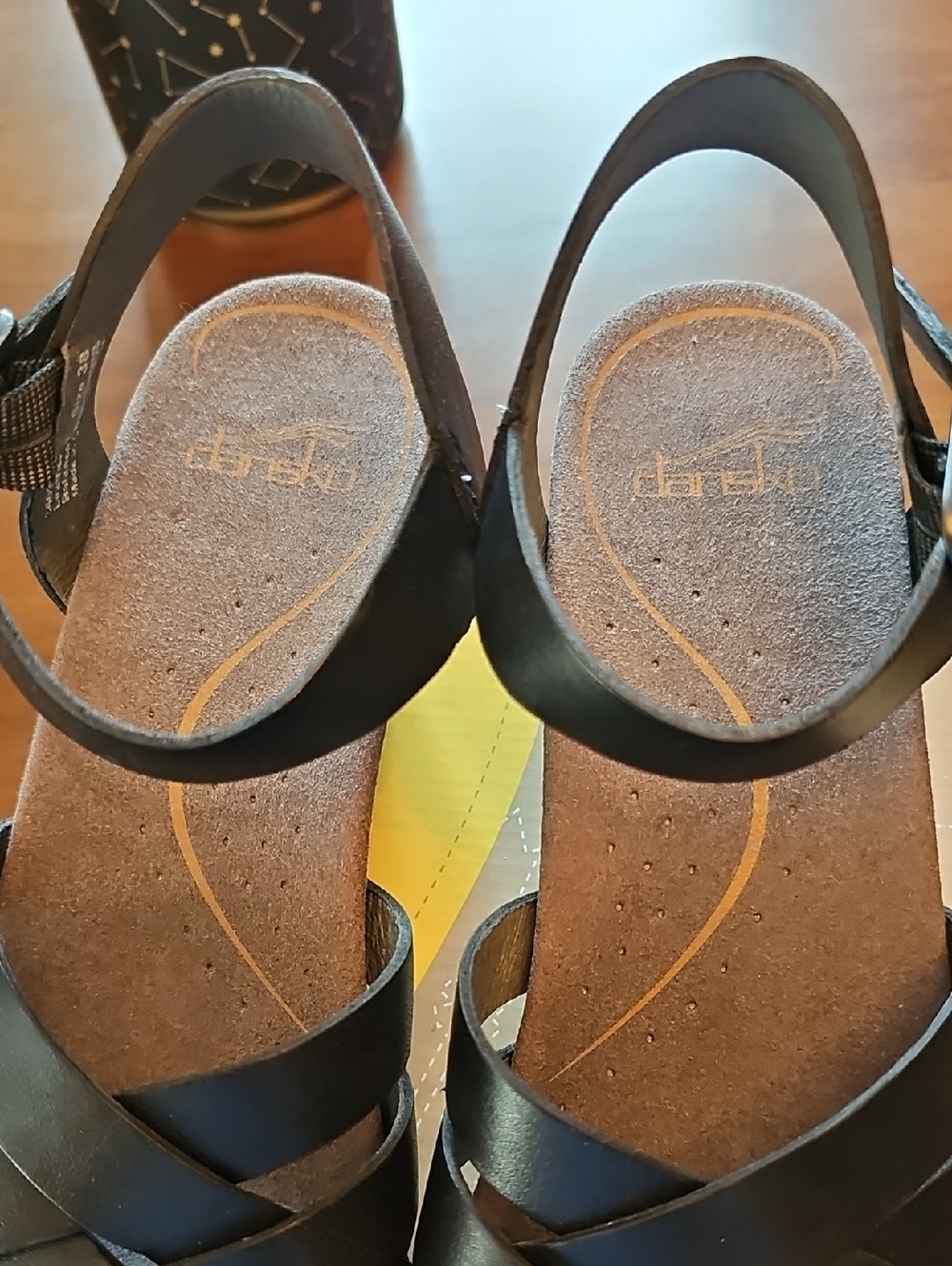 Dansko Black Leather Strappy Ankle Buckle Sandals - Picture 4 of 5
